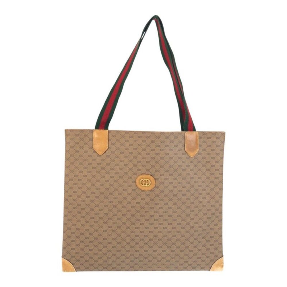 GUCCI Vintage Sherry Line MicroGG GG Supreme Canvas Tote Bag